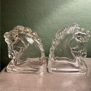 Vintage federal Glass Horse Head Bookends